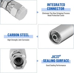 (12) New 3/8″ Hydraulic Hose End Fittings: 3/8″ I.D. Hose x 3/8″ JIC 37 ° Female