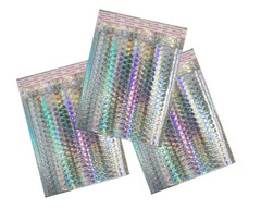 5-100 Pack Holographic Bubble Mailers, 4 sizes Metallic Glamour Padded Envelopes