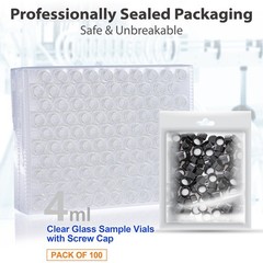 4ml/10ml Glass Vials withScrew Caps Clear Liquid Sample Vial Bottles Set of 100