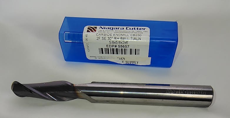 “Niagara 55662 Carbide Ball End TiALN 3/4″ x 3/4″ x 4″ x 6” 2 Flutes USA