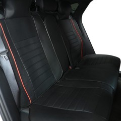 5PCS Car SUV Seat Covers Full Set Headrests Waterproof Leather Black Red