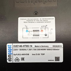 New D2E146-HT65-14 Cooling fan 230V 50/60Hz 1.55/175A 3.55/400W For ebmpapst