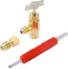 Can Tap with Tank Adapter and Valve Core Remover, 1/4″ Male R134A Can Tap