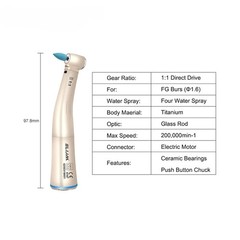 Dental Low Speed Handpiece Fiber Optic 1:1 Contra Angle Handpiece With LED Light