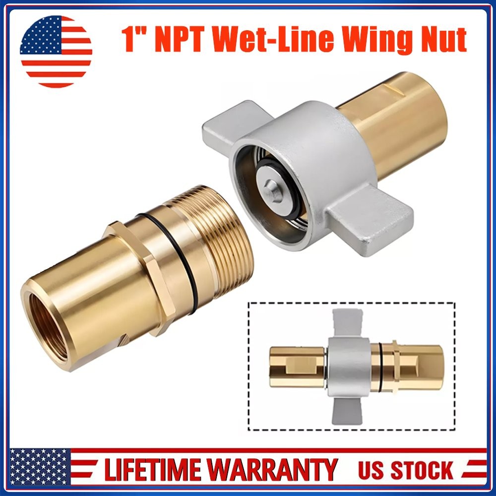 1″ NPT Wet-Line Wing Nut Hydraulic Quick Disconnect Coupler / Coupling Set NEW