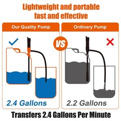 Battery Powered Electric Fuel Transfer Siphon Pump Gas Oil Water 2.4 GPM NEW US