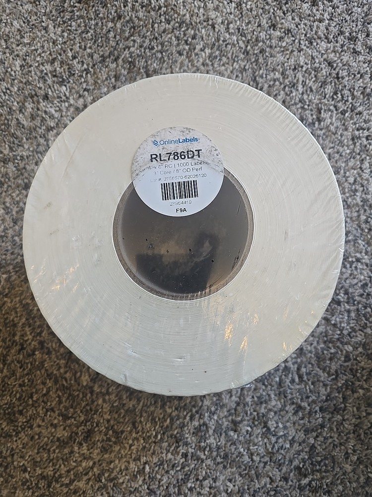 1000 4″ x 6″ Thermal Roll Labels – 3″ Core / 8″ Outer – Product RL786DT