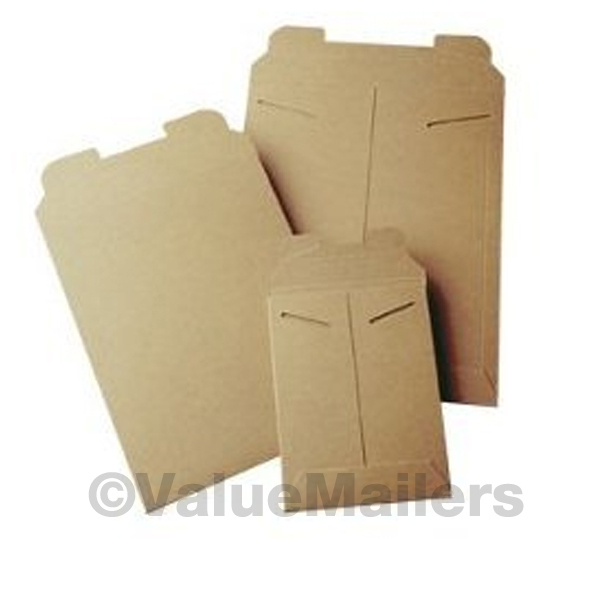 100 – 11X13.5 Kraft Rigid Photo Mailers Tab Locking Stay Flat Stayflats