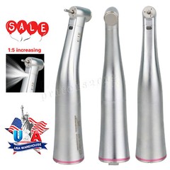 Dental 1:5 Increasing LED Fiber Optic Contra Angle Low Speed Handpiece Red Ring