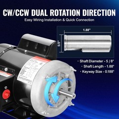 0.75HP Electric Motor 1725 rpm, AC 115V/ 230V, 56 Frame, Air Compressor Motor