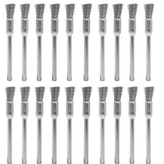 20 pcs Steel Cleaning End Brushes Pen 1/5″(5mm) x 1/8″(3mm Wire Brush Rust Paint