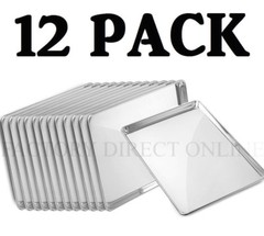 12 PACK Full Size Aluminum 18″ x 26″ Bun Sheet Baking Pan Wire in Rim Commercial