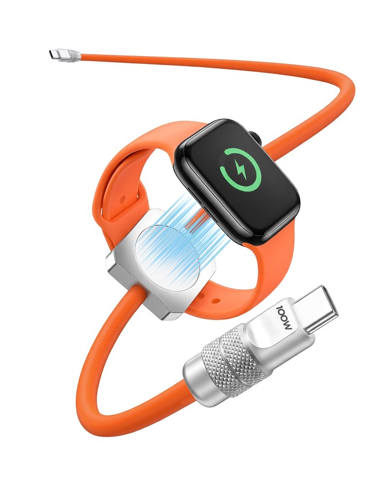 Solo-Flex 2-in-1 USB-C Cable with Apple Watch Charger, Built-in 5W Magnetic C…