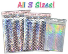 3 Sizes, 4×8, 6X10, 8X12 Assorted Combo Pack Padded Metallic Bubble Mailers Poly