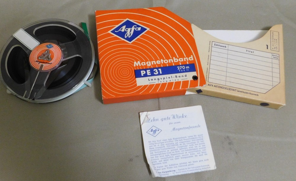 AGFA Magnetonband PE 31 Langspiel-Band 270m 900ft Long Play Reel to Reel