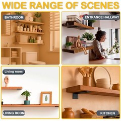 Floating Shelf Bracket 8 Inch of 4 Pack Heavy Duty Shelf Brackets Black Coate…