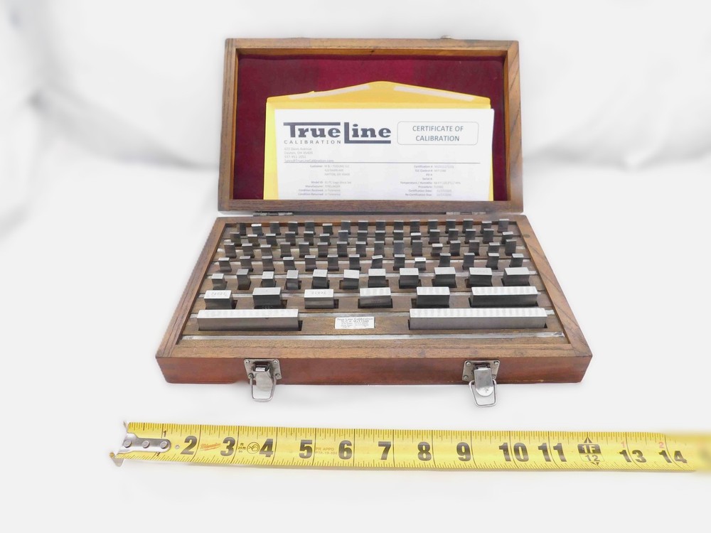 CERTIFIED 81pcs. SET FULL STEEL RECTANGULAR GAGE BLOCKS .050 TO 4″ W/ CASE 4.0