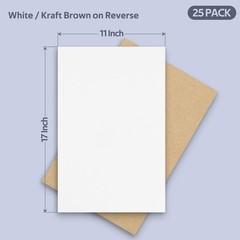 Golden State Art, 25 Pack 11×17 One-side White 11×17, White-25
