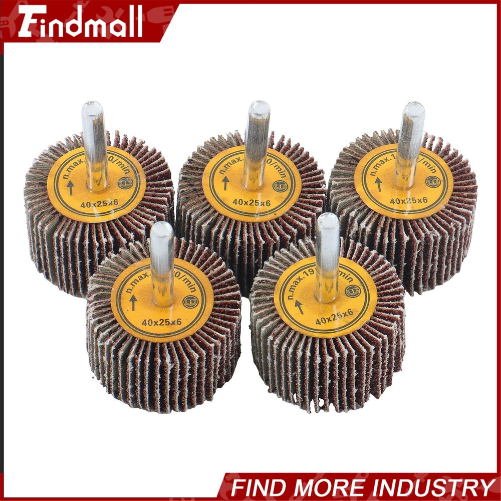 Findmall 5 Pack 1-1/2″x1″x1/4″ 60 Grit Aluminum Oxide Shank Mounted Flap Wheels
