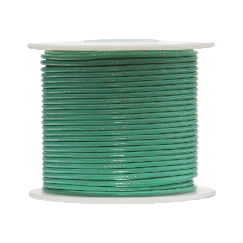 10 AWG Stranded Hook Up Wire, Green, 100 ft, 0.187″ Dia, UL3173, 600V
