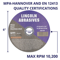 100 Pack 6″ x .045″ x 7/8″ Cut-off Wheel Cutting Discs Stainless Steel & Metal