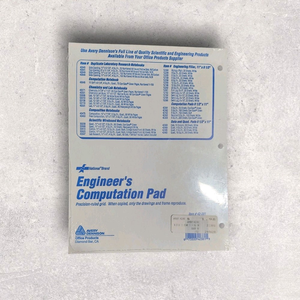 National Computation Pad 5 x 5 Quad Ruling and Unruled 8.5″ x 11″ 100 Sheets