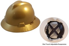 MSA V-Gard Full Brim Hard Hats with One-Touch Suspensions – Gold