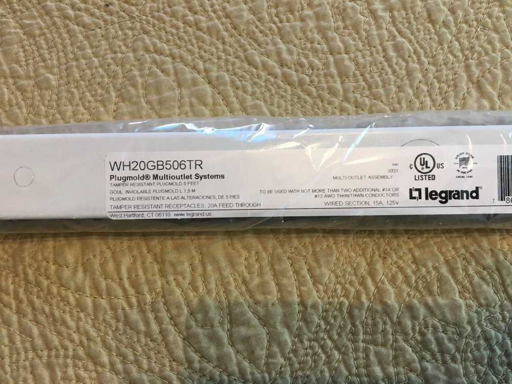 Wiremold WH20GB506TR Tamper Resistant Plugmold Multioutlet System 5′ long – 1 ea