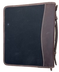 Franklin Covey 7 Ring Brown Leather and Cloth Zip Binder CL 12215 inserts