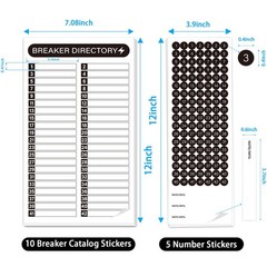 16 Sheets Breaker Panel Labels Electrical Box Sticker Numbers Breaker…