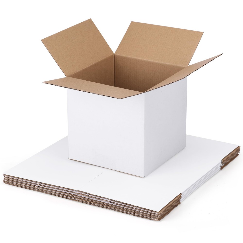 SPEPLA Shipping Boxes 6x6x6 Set of 6, White Corrugated Inches, white