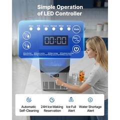 Uimoso 90lbs/24h Commercial Ice Maker for Bar and Restaurant with 13lbs Storage