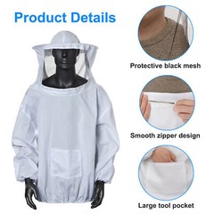 Beekeeping Protective Bee Suit Ventilated Jacket with Long Gloves & Veil Hood