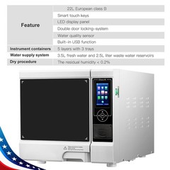 22L Class B Dental Autoclave Steam Sterilizer Vacuum Sterilization Medical Use