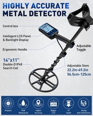 Hazlewolke 14” Metal Detectors for Adults, Waterproof Double-D Search Black