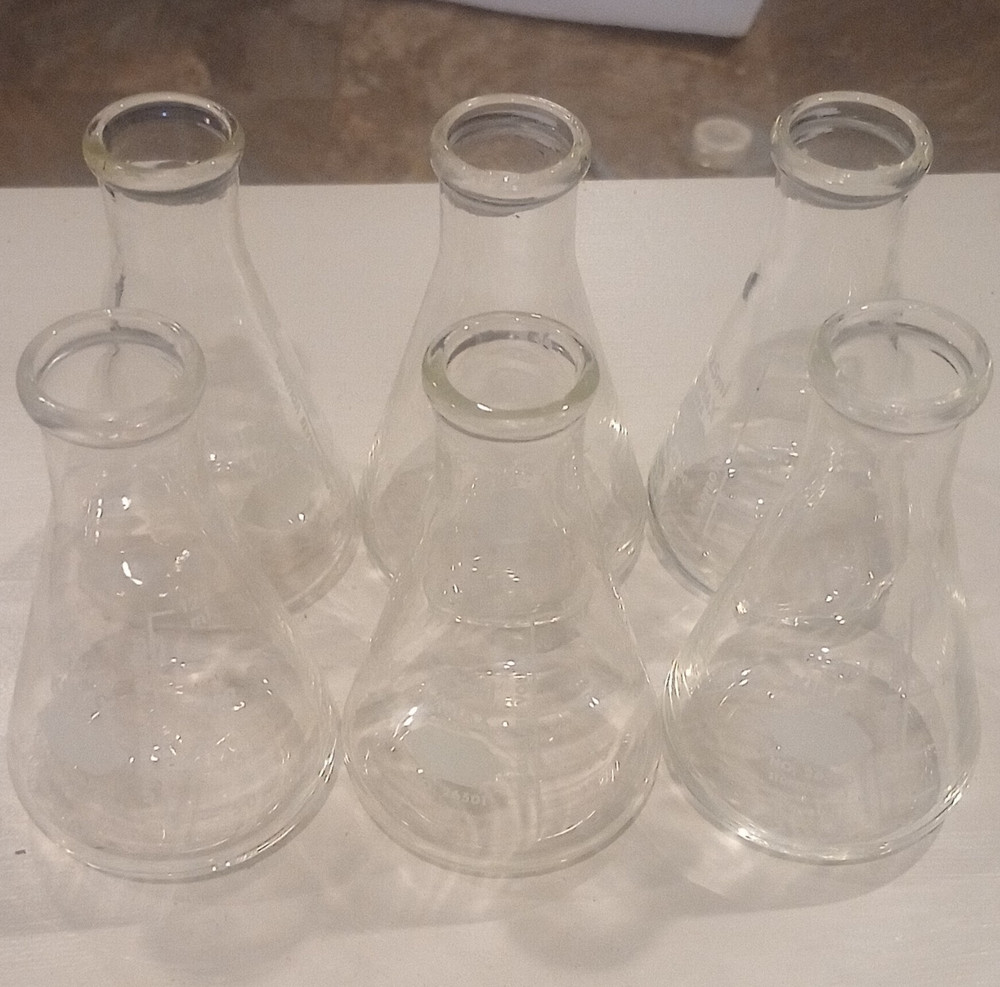 KIMAX No. 26500 125 mL Erlenmeyer Flask Glass Physical Laboratory Lab 6 Total
