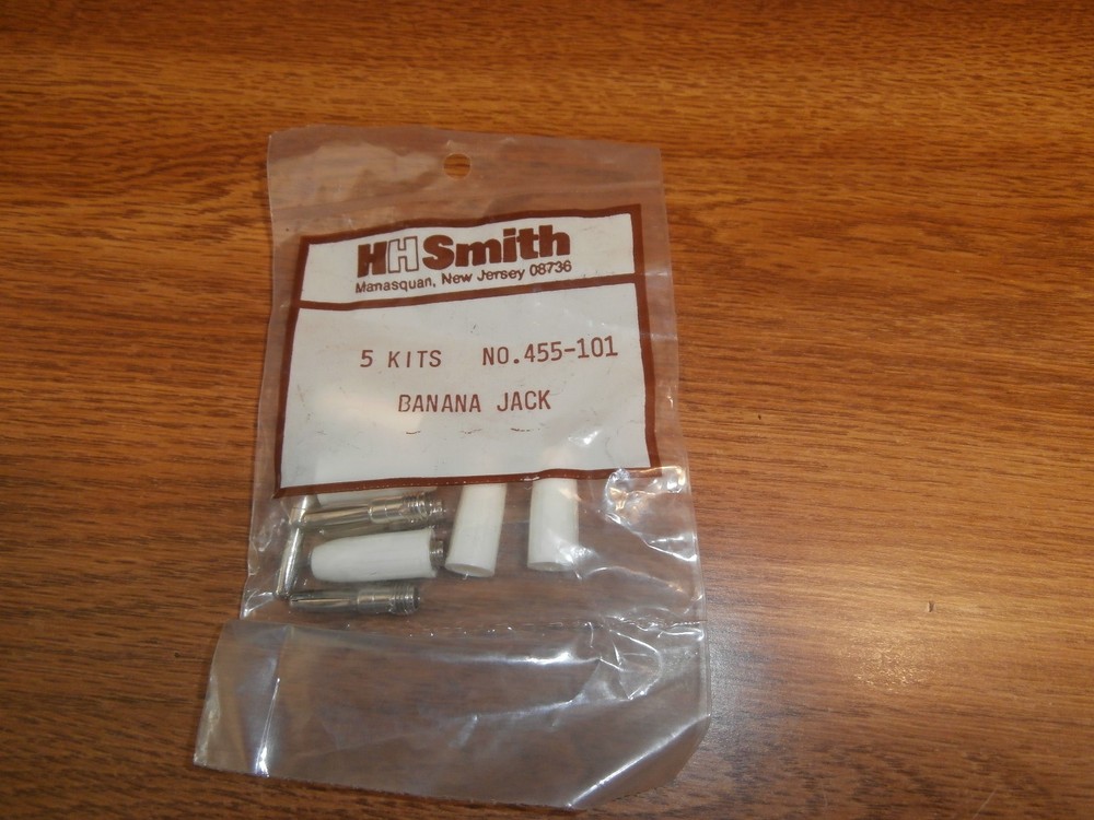 Lot/5 Vintage HH Smith 455 White Solderless Banana Male Plug,15 Amps 1 KV.NOS