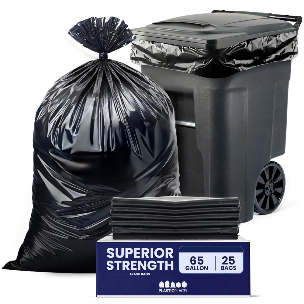 Plasticplace 65 Gallon Trash 2.7 Mil Heavy Duty Garbage Can 50 X 48 25 Count