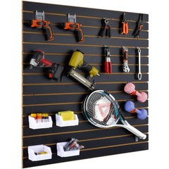 VEVOR Slatwall Panels Garage Storage Panel Organizer 2′ H x 4′ W Black Set of 2
