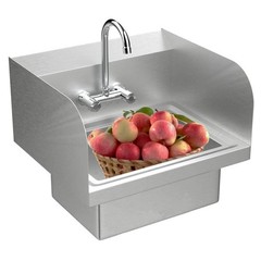 Wall Mount Hand Wash Sink – Commercial Kitchen Stainless Steel w Side Splashes