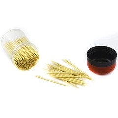 600 Pcs, Natural Bamboo Toothpicks 3 Bottle Dispenser Home Party