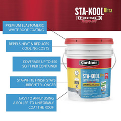 Gardner Gibson Sta Kool 15 Year Turbo Dri Roof Coating White 5 Gal RV Acrylic