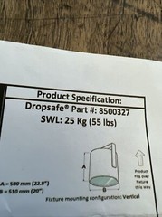 Dropsafe Net Model: 8500327 25KG (55LBS) for Overhead Fixtures With RFID Tag