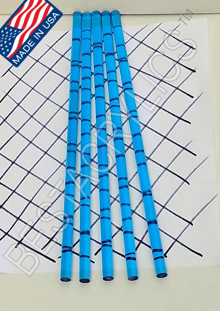 5 CLEAR BLUE 3/8” DIAMETER 12” INCH LONG ACRYLIC PLEXIGLASS LUCITE COLOR ROD