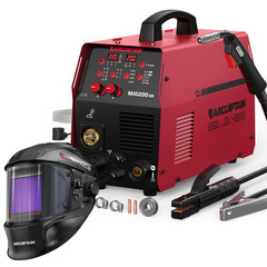 ARCCAPTAIN 6 in 1 Aluminum MIG Welder 200A Synergy +Large Viewing Welding Helmet
