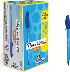 Blue Pen x 50 PACK Paper Mate InkJoy Ballpoint Pens Ultra Fine Point (0.5 mm)