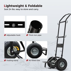 Camplux Dolly Hand Cart 10in Pneumatic Wheels Heavy Duty for 5L-12L Water Heater