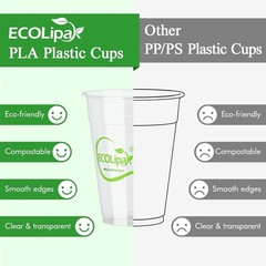 998 Compostable 9oz Cups, Plant-Based PLA Cold Cups, Party/Office Bulk