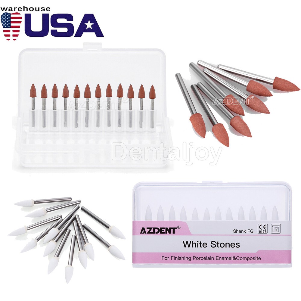 Dental 0413 Brownie Polishers Friction Grip / White Polishing Stones Flame FL2