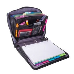 Case-it X-Hugger 2-Inch Round Ring Zipper Binder with Book Holder on Front,